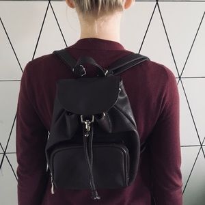 Vegan Leather Mini Backpack | Silver Clasp Close